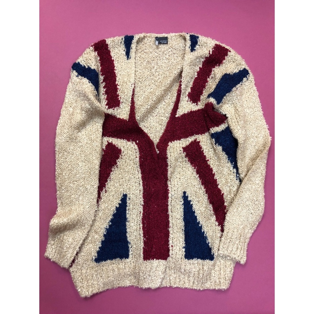UO Sparkle & Fade Union Jack Cozy Cardigan